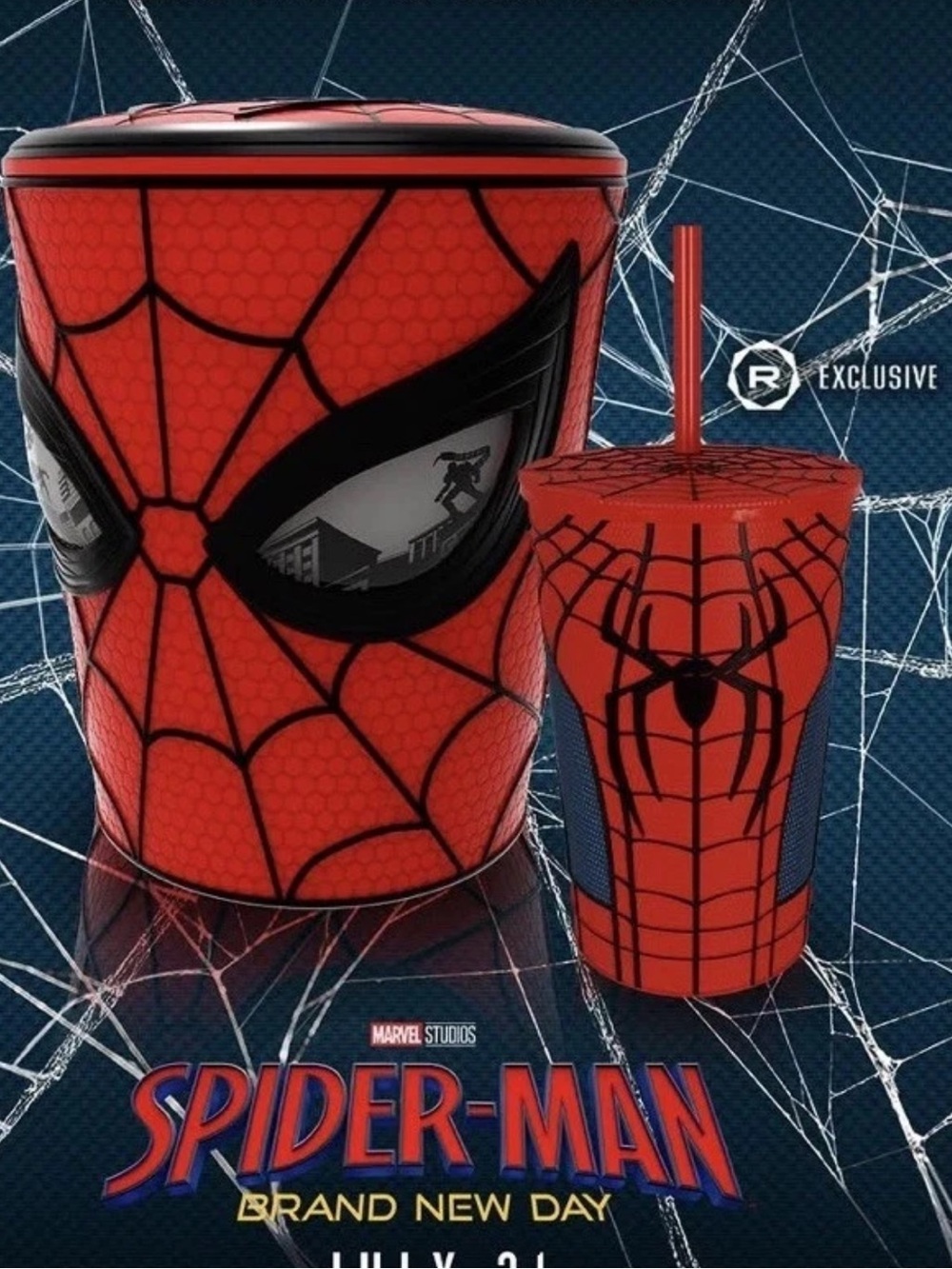 Spiderman Brand New Day Movie 2026 Popcorn Bucket and Cup Set New Ships Now